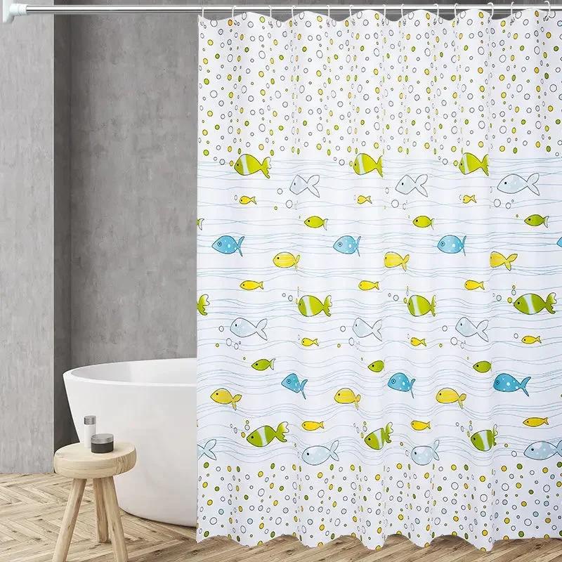 Shower Curtains PVC Leaves Modern Style Bathroom Curtain with Hooks Waterproof Simple Funny Shower Curtain Daily