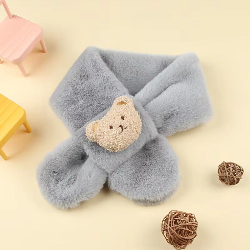 Écharpe Peluche Douce Automne Hiver pour Enfants Mignonne Dessin Animé Fille Bébé Épaisse Chaude Écharpe pour Enfant Extérieur Tour de Cou Accessoires Bébé