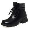 4cm British Style Soft Leather Shoes Women's Snow Boots Platform Winter 2025 Square Heels Warm Fur Ankle Boots for Office Mom