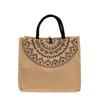 Retro Tote Bag Natural Linen Simple Shopping Bag Coarse Jute Fashion Linen Printing