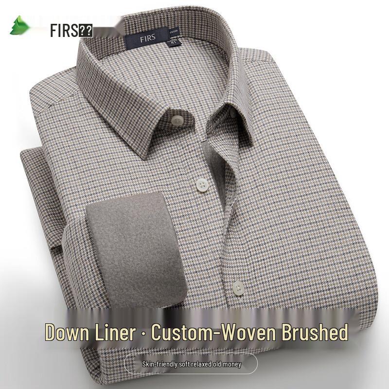 

FIRS 90% Goose Down Lined Houndstooth Brushed Long-Sleeve Shirt 39