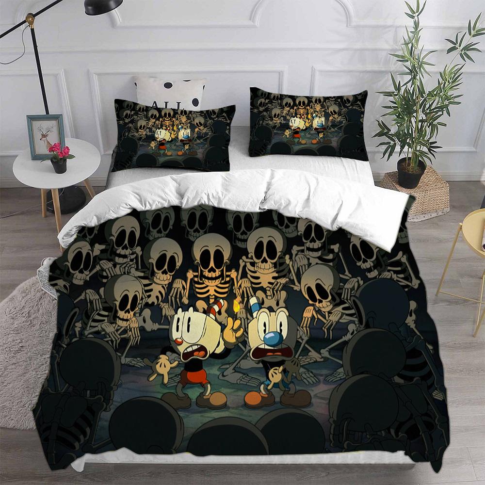 New 3D Print Game Cartoon Cuphead Bedding Sets Comforter Quilt Bed Cover Duvet Cover Pillow Case 2-3 Pieces Sets Kids Adult Size