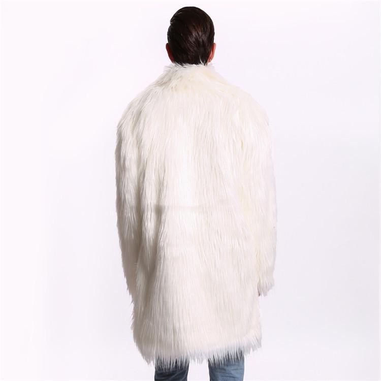 Men's Mid-Length Faux Fur Coat with Faux Fox Fur Collar - 2020 Autumn/Winter Casual Fashion.