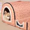 Pet Bed House Semi-closed Cave Tent for Small Animals Thicken Cushion Pad