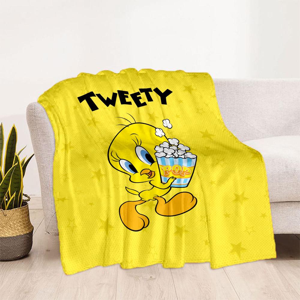 Tweety Bird Flowers Background Blankets are suitable for living rooms,making them an ideal choice for outdoor travel and gifts.