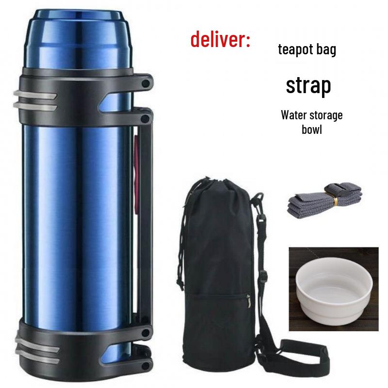 Portable Stainless Steel Insulated Travel Kettle - Large Capacity Outdoor Thermos Bottle