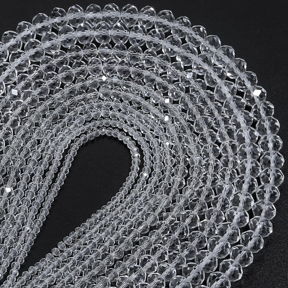 3 4 6 8 10mm Faceted Crystal Beads Transparent Rondelle Glass Loose Beads For Jewelry Making DIY Bracelet Necklace Accessories