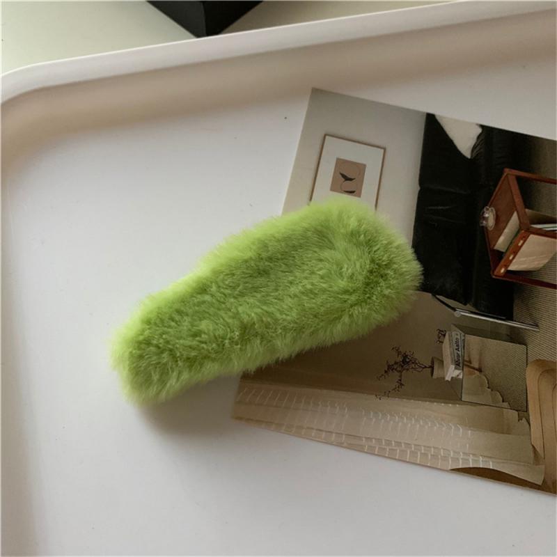 1/3/5Pcs Autumn Winter Hair Clips For Girl Woman Waterdrop Square Barrettes Solid Color Faux Fur BB Hairpins Soft Hair Accessory