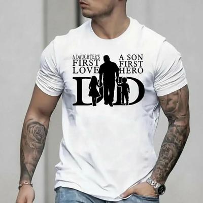 Dad Daughters First Love Sons First Hero Graphic Tee Patriotic Fathers Day Gift