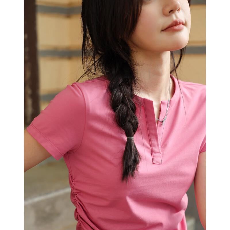 Demana Women's Summer V-Neck Pleated T-Shirt