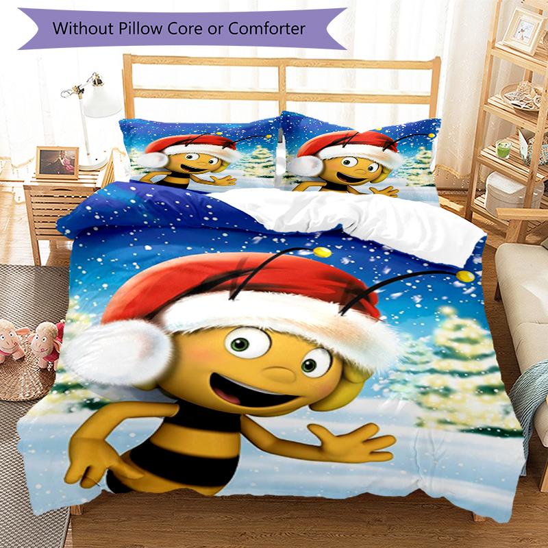 Set Biancheria da Letto con 3 Pezzi di Maya l'Ape, Chiusura con Bottoni per Copripiumino, Include 1 Copripiumino e 2 Federe, Morbido e Confortevole per Tutte le Stagioni.