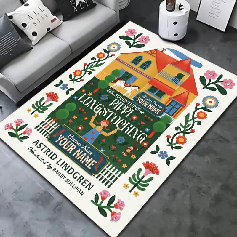 Pippi Longstocking Custom Name Carpet Rug for Living Room Bedroom Home Sofa Decoration,Kids play Non-slip Floor Mat