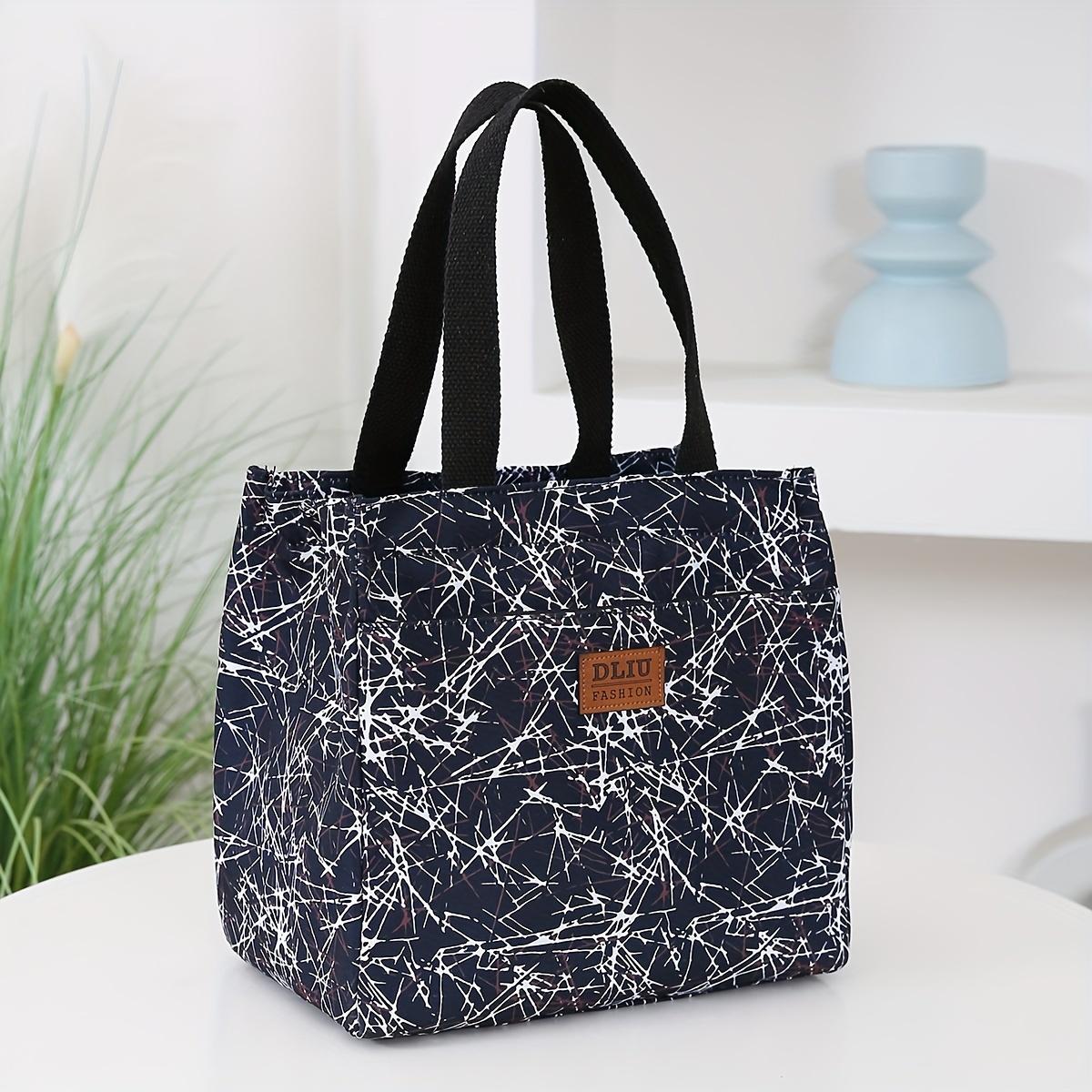

Flower Printed Tote Bag for Work, Featuring a Versatile Design, Large Capacity, Insulated Pocket, Zip Closure Lunch Bag