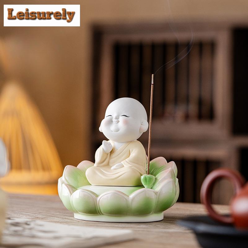 Lotus Little Monk Incense Holder Mist Smoking Steamers Incense Burners Aromatherapy Censer Tea Ceremony Supplies Decoration Gift