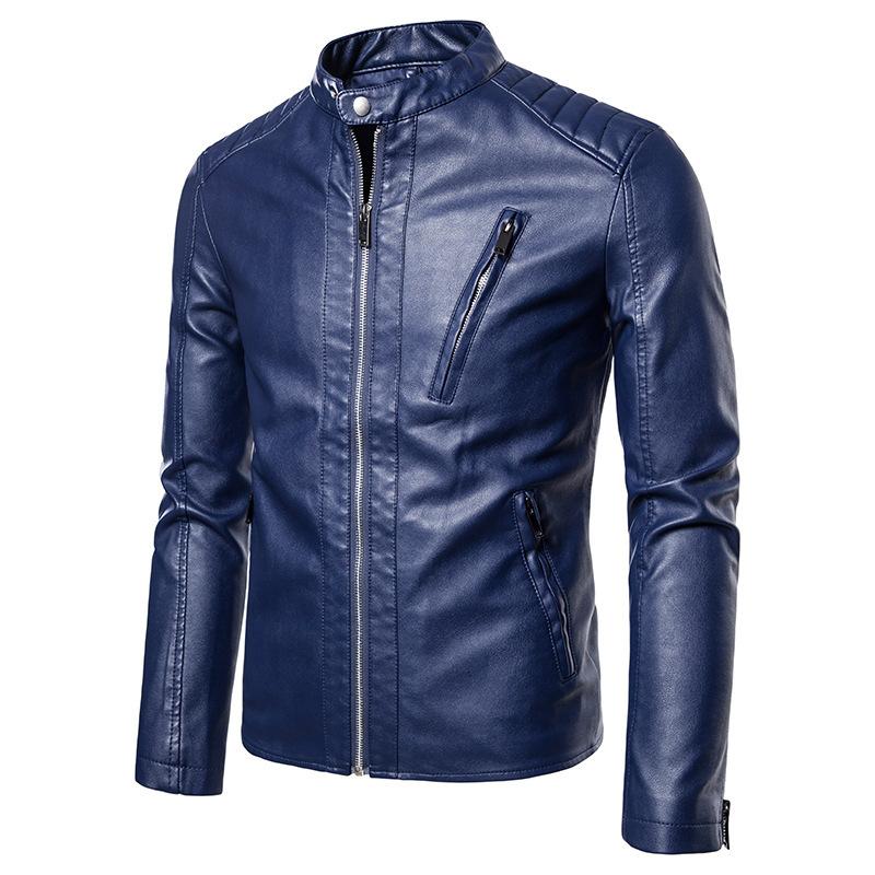 Men's Casual Leather Jacket Korean-Style Trendy Slim Fit Handsome Young Man Spring and Autumn Motorcycle Clothing Jacket