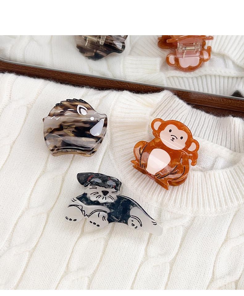 Schnauzer Monkey Acetate Hair Claw Clip - Women's Headwear & Styling Accessory
