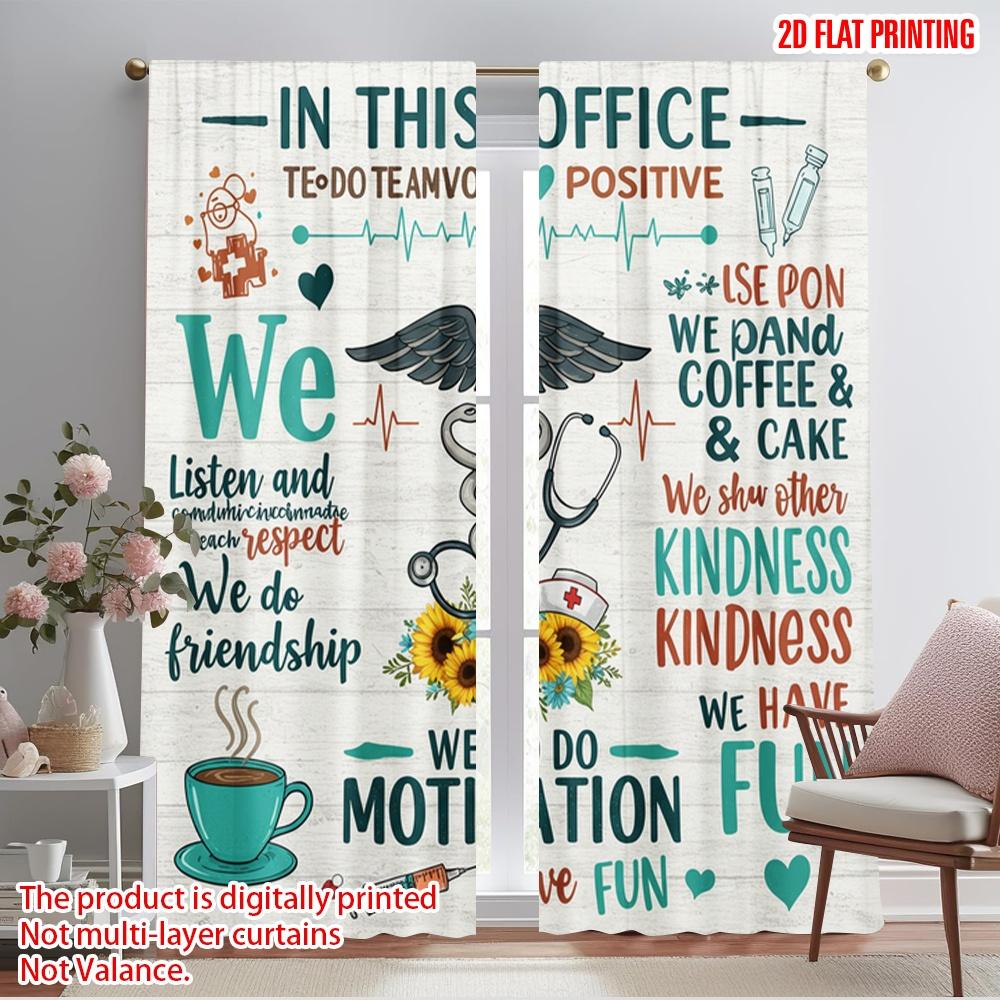 

2pcs 2D flat printing Curtains Nursing Team Friendship Motivation Fun 100% Polyester Fabric Without Electricity Festive Holiday 52.50×116.00 CM 2pcs