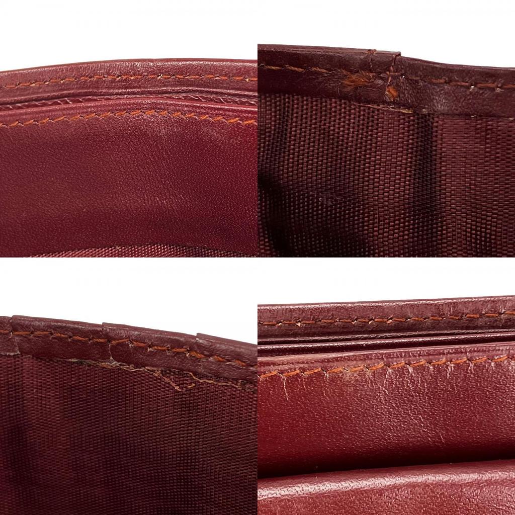Used CARTIER Bifold Wallet Must Line Calfskin Bordeaux Bordeaux With Coin Pocket