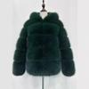 Womens Faux Fur Hooded Coat Winter Warm Casual Streetwear Jacket With Patchwork Design