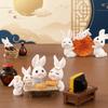 Resin Mini Ornaments White Rabbit Mid-Autumn Festival Desk Figurines  Desktop Decoration