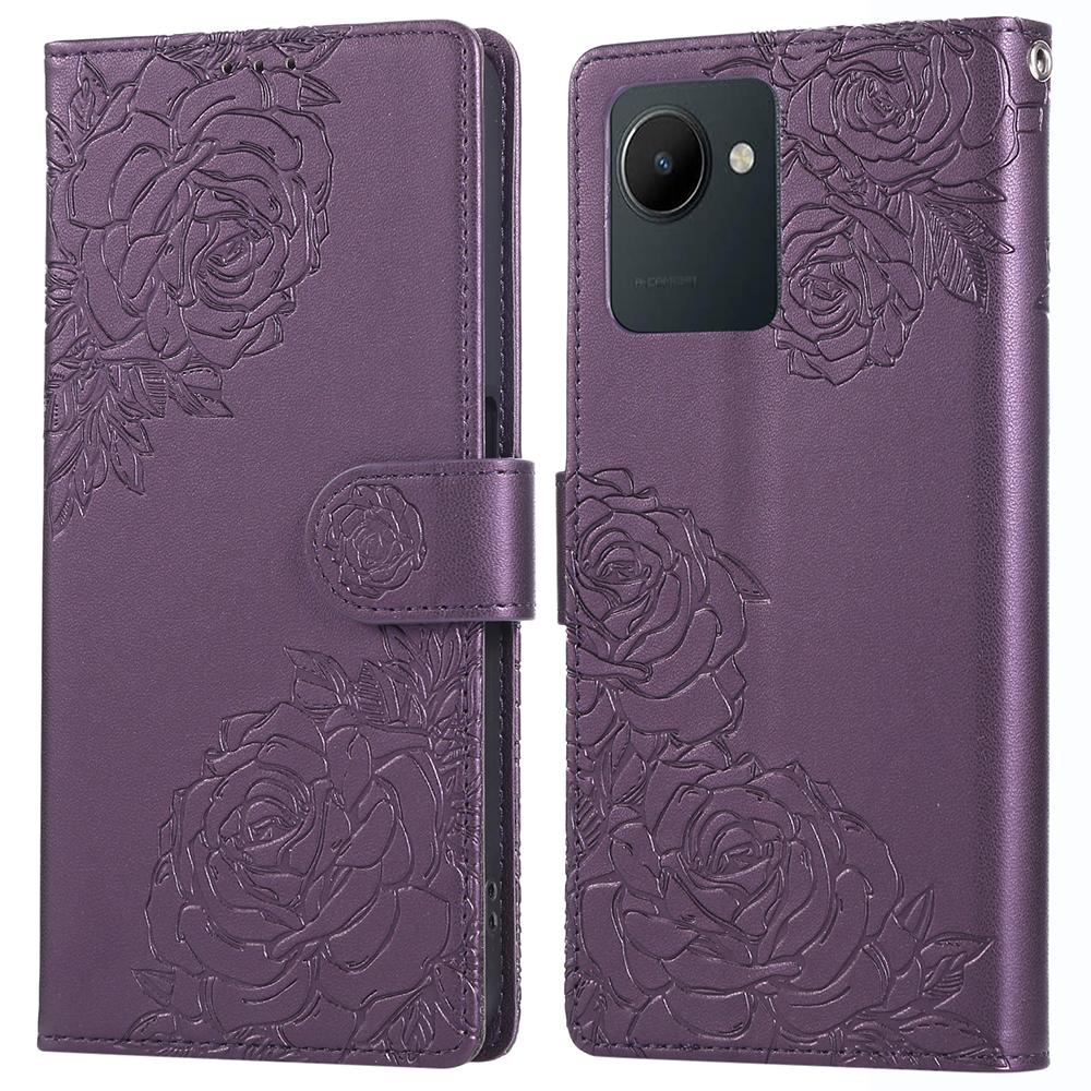 For Realme C30 4G/C30s 4G Case Rose Flower PU Leather Wallet Phone Cover with 3 Card Slots