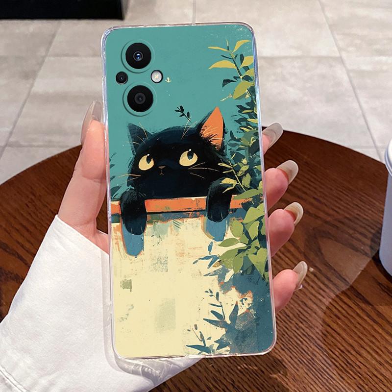 For Oppo Reno 7Z 8Z 5G Case CPH2343 CPH2457 Aesthetic Fashion Cute Cat Soft Cover Oppo Reno7 Z Reno8 Z 5G Transparent Phone Case