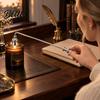 Candle Snuffer Snuffer Long Handle Wick Extinguisher Trimmer Tool with Durable Metal Rotating Bell Head Smoke Reduction in Scented Jar Candles Home