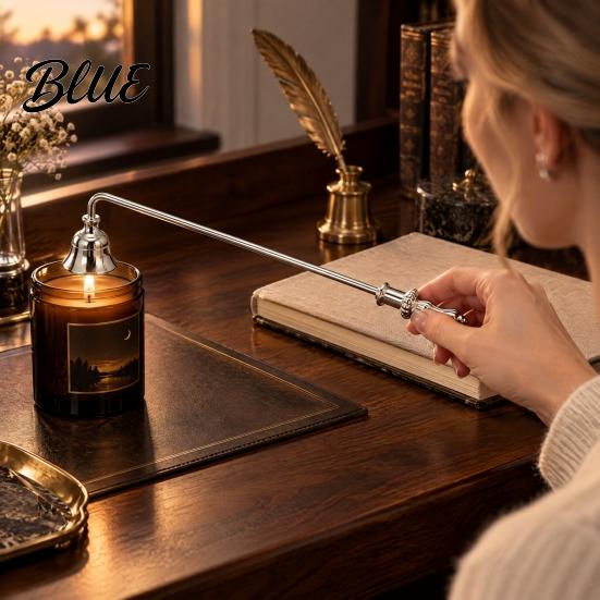 Candle Snuffer Snuffer Long Handle Wick Extinguisher Trimmer Tool with Durable Metal Rotating Bell Head Smoke Reduction in Scented Jar Candles Home