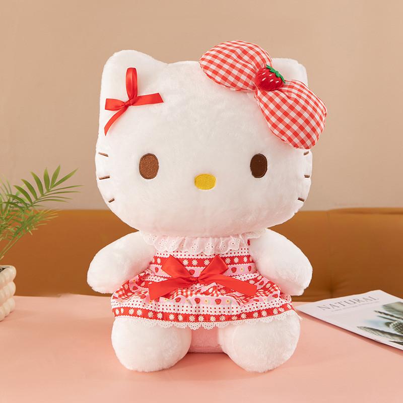 Adorable Strawberry Kt Cat Plush Toy In Multiple Colors Soft Pp Cotton Filling