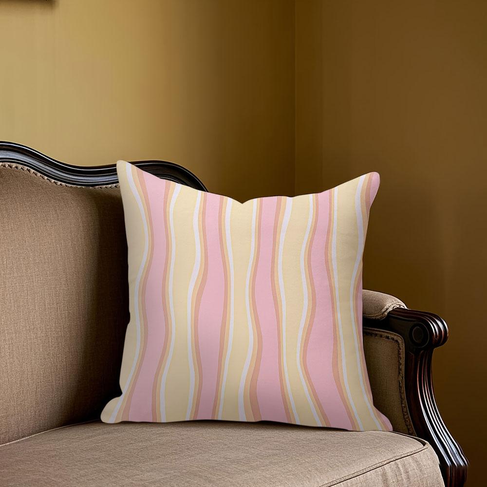 Pink Pastel Wave Charm Square Jacquard Pillow Cover for Sofa Office Waist Cushion Cover Home Decorative Pillowcase