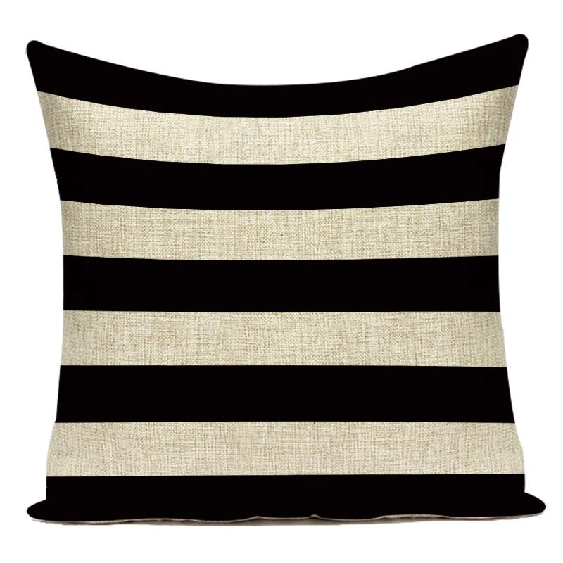 Czarny Biały Prosty Geometryczny Pasek Linia Dekoracyjna Poduszka Poliester Sofa Wystrój Domu Poszewka na Poduszkę do Salonu Poszewka