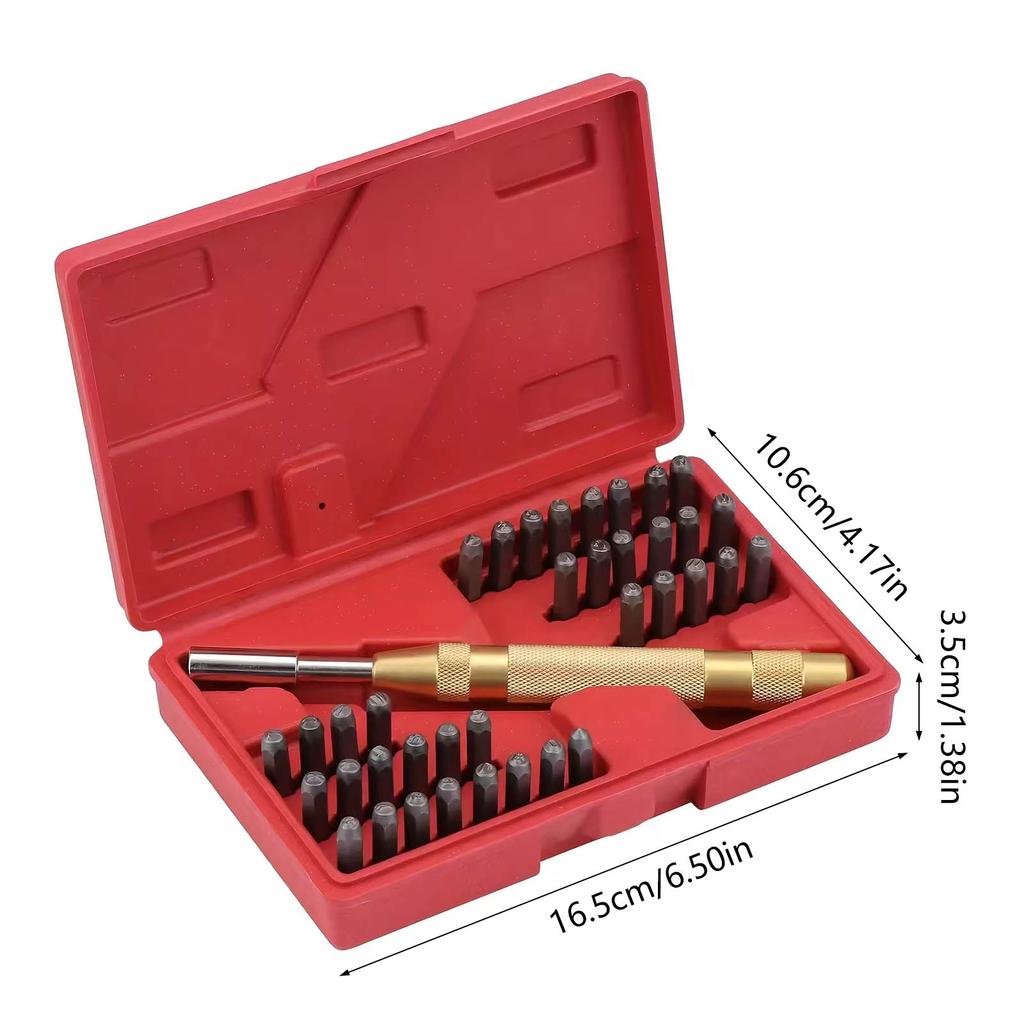 38Pcs Number and Letter Stamp Punching Set 3mm A-Z 0-9 Leather Embossing Stamp Punching Tool with Stamping Handle