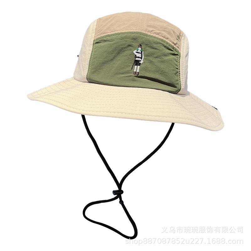 American retro color matching bucket hat men's summer quick-drying sunscreen breathable sun hat children's outdoor mountaineering camping hat