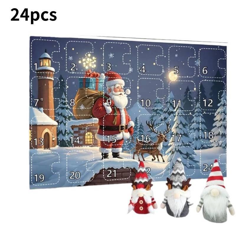 Adorable Christmas Gnome Countdown Advent Calendar Blind Box Toy Set For