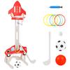Cesta de Basquete Indoor para Crianças - 4 em 1 (BasqueteFutebolGolfeLançamento de Argolas) - Altura Ajustável - Aro de Mini Basquete - Para Brincar ao Ar Livre e Dentro de Casa - Presente -