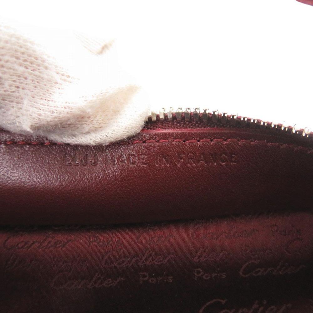 Used AUTHENTIC CARTIER Cabochon Hand Bag Bordeaux Leather