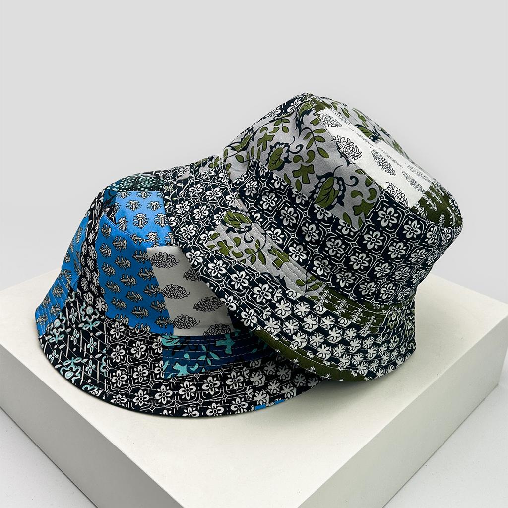 Sunshade Color Block Fashion Double Sided Fisherman Cap Versatile New Unisex Montage Printed Flowers Leaves Graffiti Bucket Hats