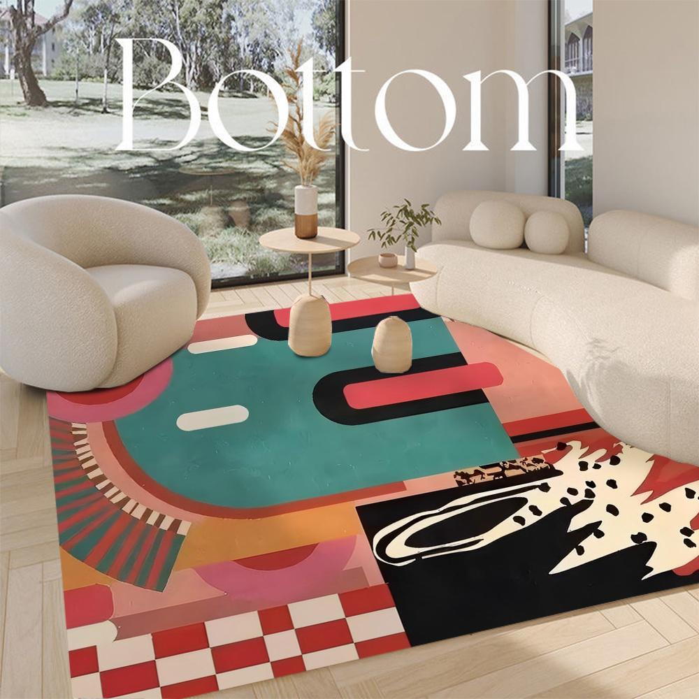 

Modern Simple Area Rug Non Slip Flannel Carpet for Living Room Bedroom Machine Washable Graffiti Doormat 50x80cm