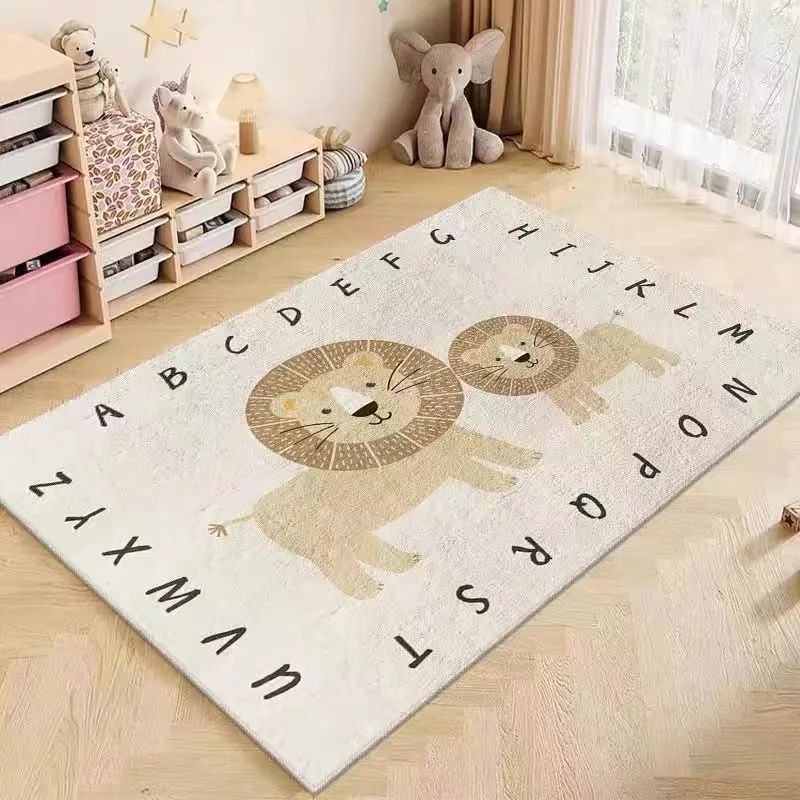Cute Cartoon Style Imitation Cashmere Carpet Children's Room Bedroom Living Room Soft Anti-slip Climbing Mat Dirty Washable Rug