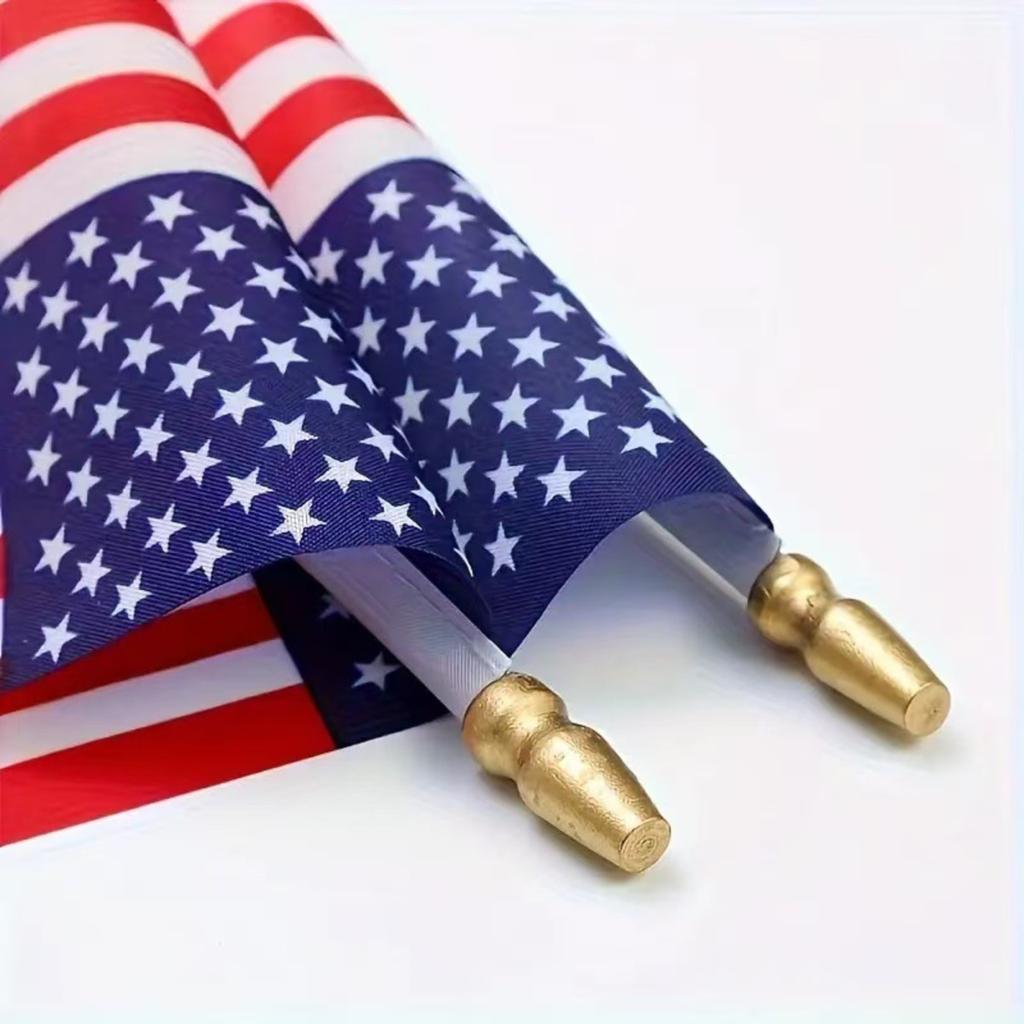 Flag Hand-waved Flagpole Wooden Pole Gold Tip Plastic Flagpole Polyester Flag