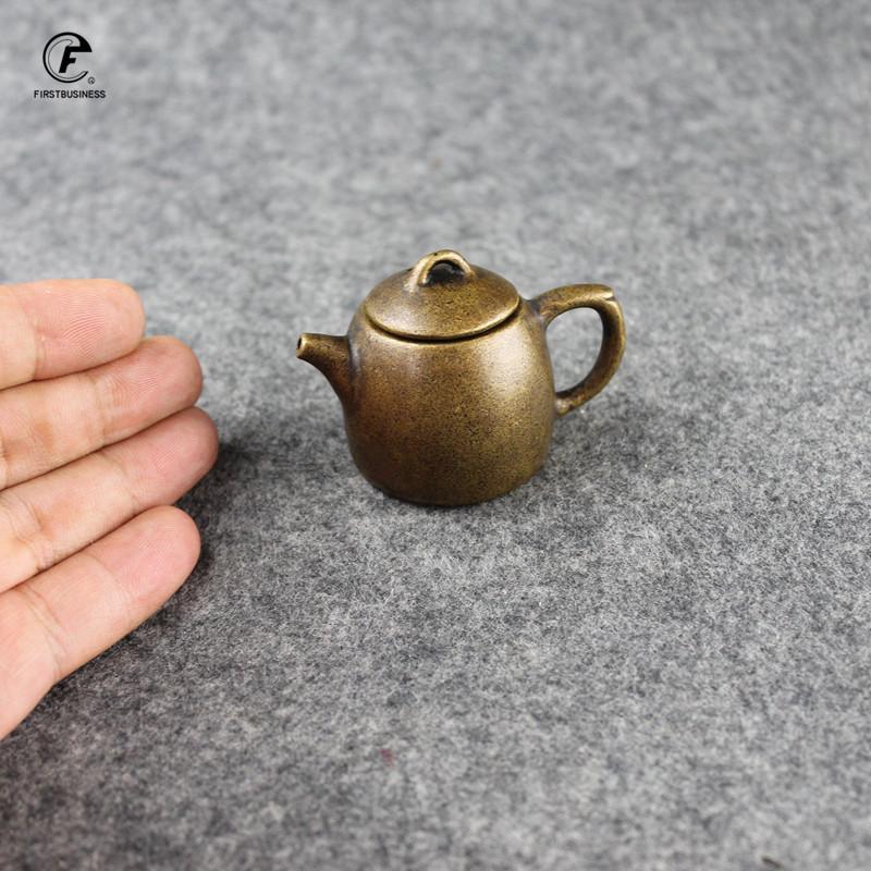 Antique Copper mini Fingertip Kettle Teapot Pocket Incense Burner Retro Brass Tea Pet Home Decorations Accessories Desk Ornament