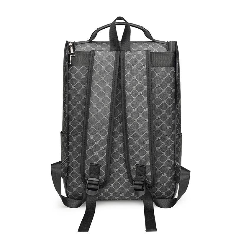 Backpack Men'S Fashion Trendy Brand Pu Commuter Backpack Travel Bag College Student High School Student School Bag Computer Bag Large Capacity