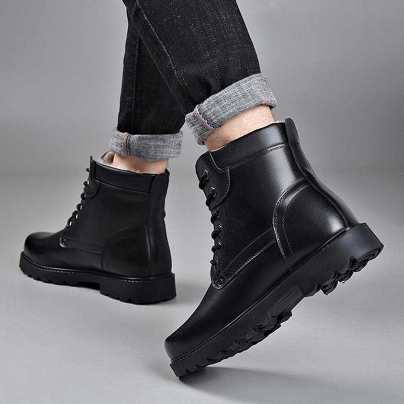Winter Fashion Male Martin Boots Plus Velvet Warm Leather Boots Gentleman Dress Shoes