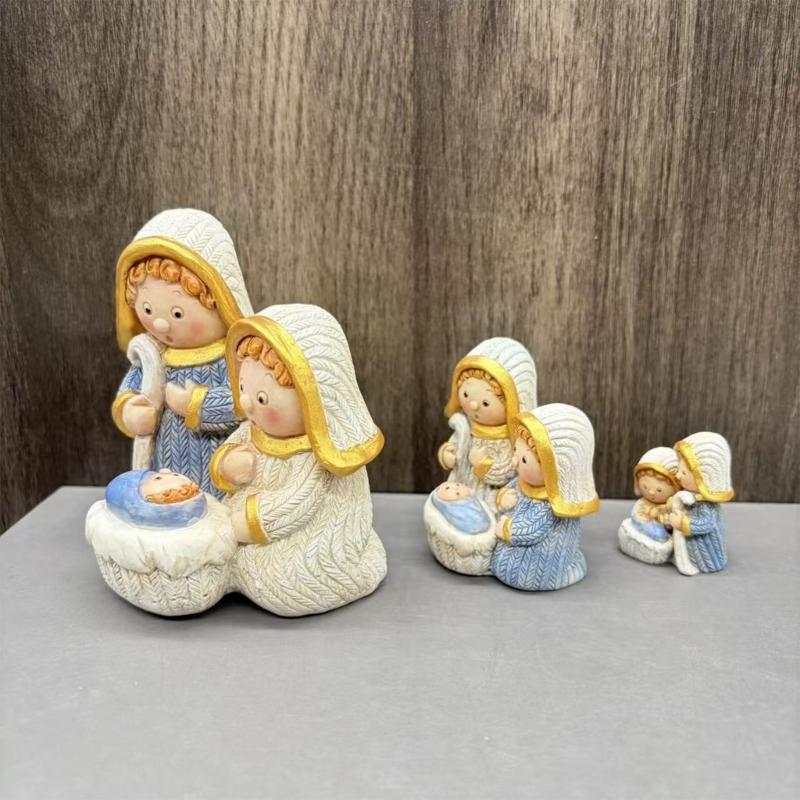 Christmas Nativity Figurines Resin Nativity Scene Statue Holy Family Statues Table Centerpieces Religious Home Decors
