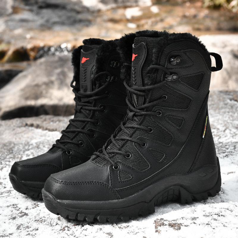 Tall cotton boots winter boots high top thickened velvet cotton shoes outdoor mountaineering snow boots