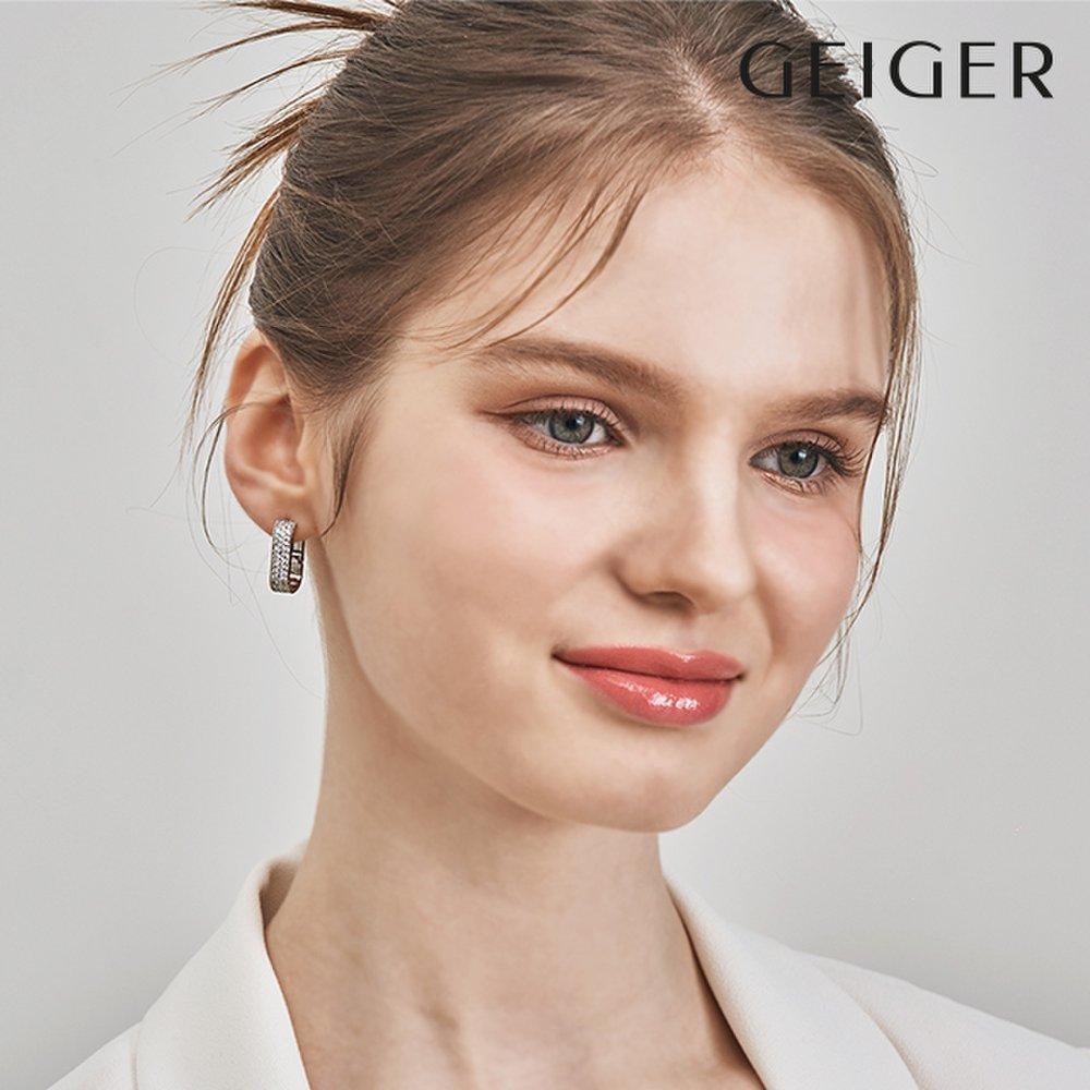 Silver Oversized One-Touch Fine Earrings Gisvee124