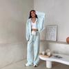 VAYLA Y2K Sportswear Women's Solid Color Long Sleeve Zippered Cardigan Hooded Sweatshirt Lace-up Trousers Two-piece Set