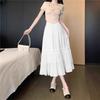 Elegant High Waist White Maxi Skirt With Shear Chiffon Fabric For Summer Casual Wear