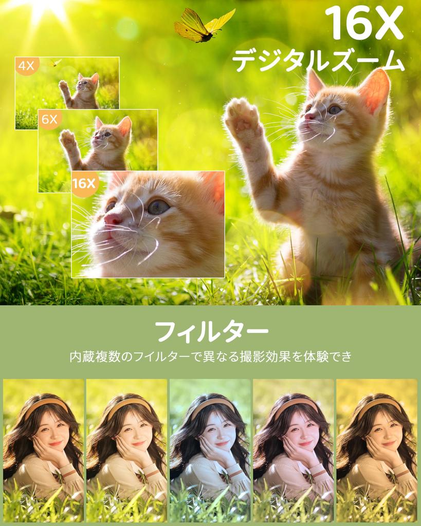 4K 64MP Digital Camera with AF Smile 16X Digital IPS YouTube Webcam for Birthday Pocket and Portable SD Autofocus, Detection, Zoom, 2.8-inch Screen,