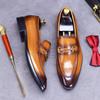 Fashion Plus Size 38-46 Black Mens Loafers Casual Business Shoes With Metal Decorated Genuine Leather Wedding Dress Shoes